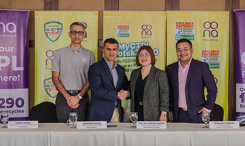 (From left) Oona’s chief marketing officer and head of Partnerships, Ashish Arora, and founder and Group CEO, Abhishek Bhatia with Palawan Group of Companies’ director of Cash Management Solutions, Lisa Lou Castro-Sabado and Group marketing head, Bernard Kaibigan, during the recent signing of their partnership.
