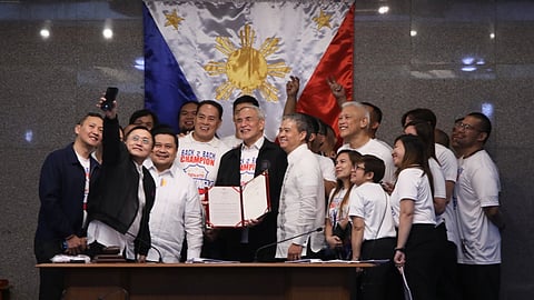 Senate Sentinels celebrated for back-to-back UNTV Cup championships, with Senator Bong Go leading Senate resolution