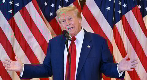 Former US President and Republican presidential candidate Donald Trump speaks during a press conference after being found guilty over hush-money charges at Trump Tower in New York City on 31 May, 2024. Donald Trump became the first former US president ever convicted of a crime after a New York jury found him guilty on all charges in his hush money case, months before an election that could see him yet return to the White House.