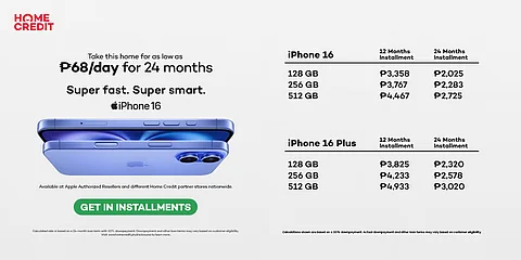 Get the new iPhone 16 Pro for as low as PhP86 per day with Home Credit's flexible payment plans