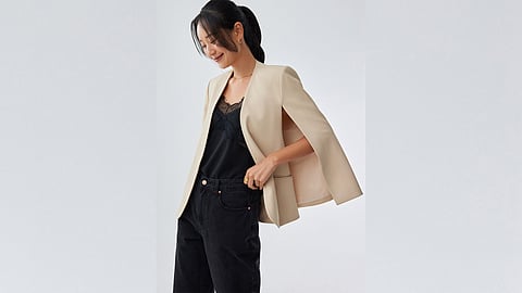 Audrey Tailored Cape Blazer.