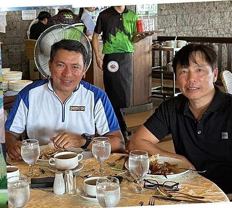 RICKY Celino (left) and Cris Carreon are among the winners of the recent Global Health Group of Hospitals Invitational at the Canlubang Golf and Country Club in Laguna.