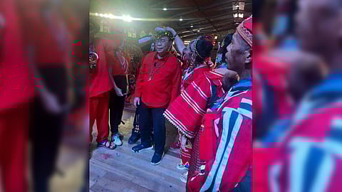 FORMER Ilocos Sur Gov. Chavit Singson is honored by members of the indigenous community during the 27th anniversary of the Indigenous People’s commemoration in Cagayan de Oro City on Friday.