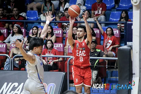 Harvey Pagsanjan shoots his way to 17 points to keep EAC relevant in the hunt for Final Four slots following its 69-59 win over Arellano University on Saturday in the Season 100 NCAA men’s basketball tournament.