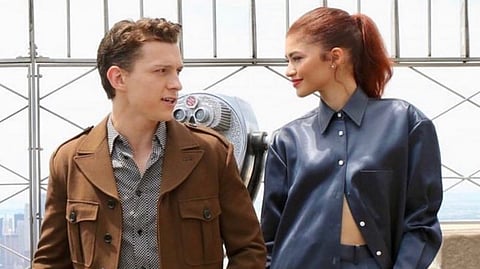 Tom Holland and Zendaya atop the Empire State Building.