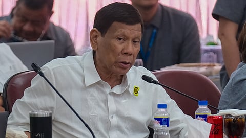 (FILE PHOTO) Former President Rodrigo Duterte attends the Quad Committee hearings on the extrajudicial killings (EJKs) during his administration's drug war