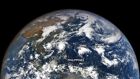 Four storms swirled in the basin, many of which set their sights on the storm-ravaged Philippines.