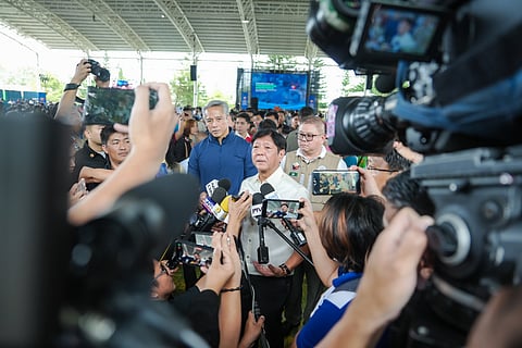 President Ferdinand "Bongbong" Marcos Jr. talks to the media in an interview in Tagaytay City on 14 November 2024.