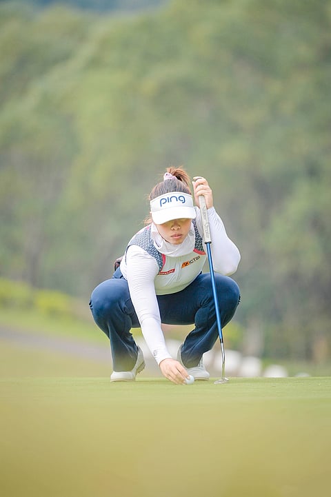 Pailine del Rosario lines up her putt during the Party Golfers Ladies Open in Taiwan. She ended up in a share of eighth place following a 69.
