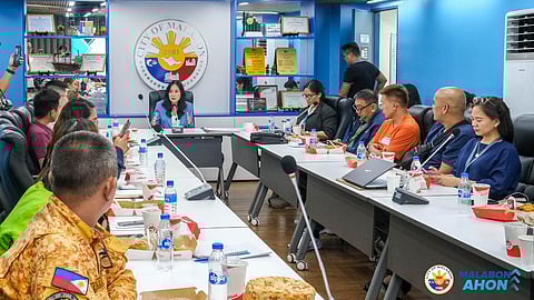 Malabon City Mayor Jeannie Sandoval meets with local officials ahead of Typhoon 'Pepito'