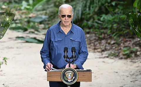 President Joe Biden speaks after signing a proclamation designating November 17 as International Conservation Day during a tour of the Museu da Amazonia as he visits the Amazon Rainforest in Manaus, Brazil, Nov. 17, 2024