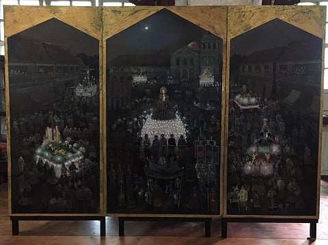 The artist’s painting of the well-known Baliwag Holy Week procession.