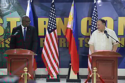 United States Department of Defense Secretary Lloyd Austin III (left) and Philippine Defense Secretary Gilberto Teodoro Jr. (right)