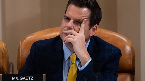 (FILES) Representative Matt Gaetz, Republican of Florida, attends a House Judiciary Committee hearing on the impeachment of US President Donald Trump on Capitol Hill in Washington, DC, 4 December 2019. Matt Gaetz, who was nominated by President-elect Donald Trump to be US attorney general, pulled out of the selection process on 21 November 2024, after widespread opposition including from within his Republican Party.