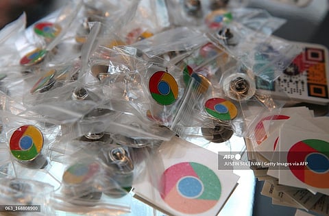 SAN FRANCISCO, CA - MAY 15: Google Chrome pins and stickers are displayed during the Google I/O developers conference at the Moscone Center on May 15, 2013 in San Francisco, California. Thousands are expected to attend the 2013 Google I/O developers conference that runs through May 17. At the close of the markets today Google shares were at all-time record high at $916 a share, up 3.3 percent. Justin Sullivan/Getty Images/AFP
JUSTIN SULLIVAN / GETTY IMAGES NORTH AMERICA / Getty Images via AFP