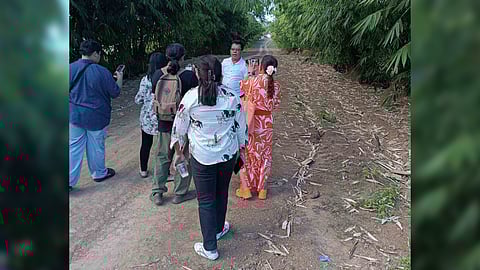 Tuburan Mayor Democrito ‘Aljun’ Diamante Jr. (with glasses) shows the Bamboo Tunnel site to media people.
