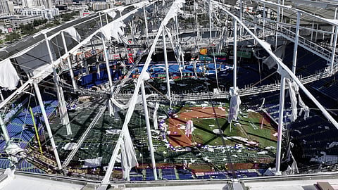 Hurricane damage at Tropicana Field has forced the Tampa Bay Rays to play outdoor home games in Tampa next year and two series were switched by MLB over concerns about weather issues