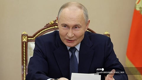 In this pool photograph distributed by the Russian state agency Sputnik, Russia's President Vladimir Putin meets with military chiefs in Moscow on 22 November 2024. Russian President Vladimir Putin said on 22 November 2024 that Moscow would carry out more tests of the hypersonic Oreshnik ballistic missile in "combat conditions," a day after firing one on Ukraine.