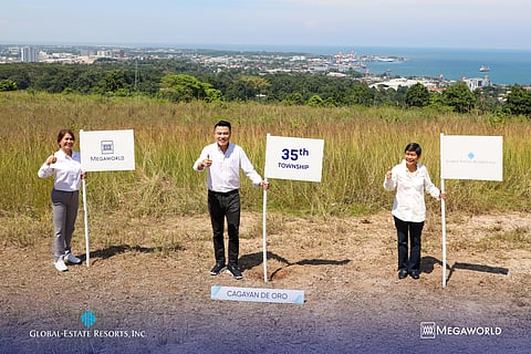MEGAWORLD executives (from left) Lourdes T. Gutierrez Alfonso, president of Megaworld Corporation; Kevin L. Tan, president and CEO of Alliance Global Inc.; and Atty. Monica T. Salomon, president of Global-Estate Resorts Inc. presents The Upper Central Project at the latter’s launch in Cagayan de Oro City.