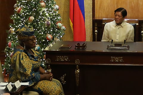 Trade tabled President Ferdinand ‘Bongbong’ Marcos Jr. meets with World Trade Organization Director-General Dr. Ngozi Okonjo-Iweala during a courtesy call at the Study Room inside the Malacañan Palace yesterday.