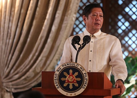 President Ferdinand “Bongbong“ Marcos Jr. delivers his speech during the oath-taking ceremony of the newly promoted Generals and Flag Officers of the Armed Forces of the Philippines (AFP) in Malacañan Palace on Wednesday, 4 December 2024.