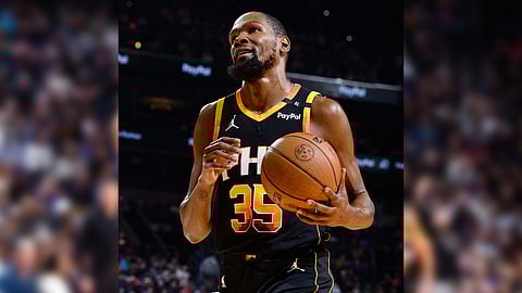 Kevin Durant of the Phoenix Suns will be out for a week after hurting his left ankle.