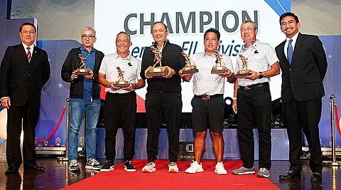 Team Luisita celebrates after winning the Fil title during the 74th Januarius Fil-Am Invitational seniors division on Wednesday in Baguio City.