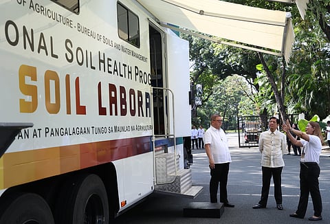 President Ferdinand R. Marcos Jr. joins Agriculture Sec. Francisco Tiu Laurel and the Department of Agriculture – Bureau of Soils and Water Management (BSWM) in inaugurating the first-ever Mobile Soil Laboratory (MSL) in a ceremony at the Malacañan Palace on friday. The MSL is a ten-wheeler truck with state-of-the-art equipment, facility, resources and safety features that aim to provide accurate and timely results, capable of analyzing 44 Soil Chemical, Physical and Microbiological, as well as Water Chemical Parameters and will be deployed to far-flung areas to support Regional Soil Laboratories. PPA POOL / MARIANNE BERMUDEZ