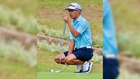 Jhondie Quibol of Eastridge-Primehomes Team 1 explodes for 45 points at Camp John Hay Golf Club during the 74th Januarius Fil-Am Invitational on Wednesday.