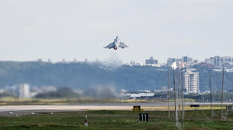 A Taiwanese Air Force Mirage 2000 fighter jet takes off in Hsinchu on Tuesday