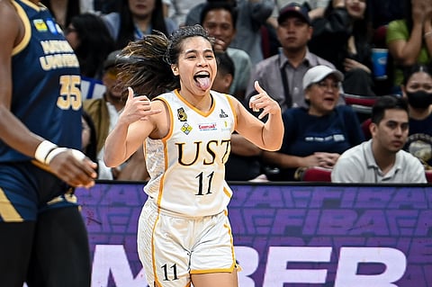 Brigette Santos and the UST Growling Tigresses bare their fangs in booking a masterful 78-68 win over the NU Lady Bulldogs in Game 2 of their UAAP Season 87 women’s tournament best-of-three title series.
