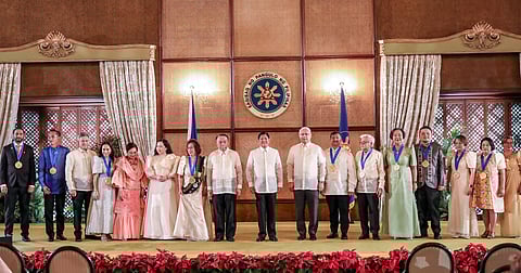 President Ferdinand "Bongbong" Marcos Jr. leads the awarding of 2024 Presidential Awards for Filipino Individuals and Organization Overseas (PAFIOO) in Malacañan Palace on Wednesday, 11 December 2024.