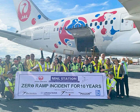 Japan Airlines commended PAGSS at NAIA Terminal 1 for keeping its services free from ramp incidents in 10 years of operation at the gateway.