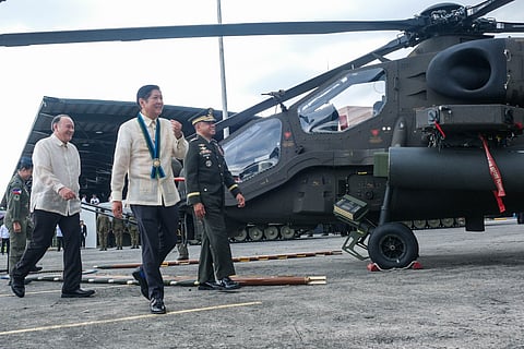 Upholding Filipino spirit President Ferdinand R. Marcos Jr. called on the Armed Forces of the Philippines to embody the Filipino spirit — ‘a spirit that stands firm against oppression, adapts to the demands of the time, and always places the welfare of the nation above all else.’ The President is seen here with Defense Secretary Gilberto Teodoro and AFP Chief of Staff Romeo Brawner Jr. during the AFP’s 89th Anniversary celebration on Friday.