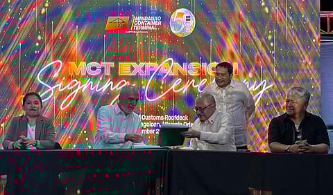 Mindanao International Container Terminal Services, Inc. (MICTSI), a subsidiary of International Container Terminal Services, Inc. (ICTSI) signed a 25-year extension to its concession to operate the Mindanao Container Terminal (MCT) with the PHIVIDEC Industrial Authority (PHIVIDEC-IA) last Thursday, 19 December 2024. Photo shows (from left, seated): Atty. Gemma M. Gloria, MICTSI terminal manager; Aurelio C. Garcia, MICTSI president and general manager; Atty. Joseph Donato J. Bernedo, PHIVIDEC administrator and CEO; and Gary Linsagan, PHIVIDEC director II, Port Management and Development Department. Atty. Benjamin Medrano, PHIVIDEC deputy administrator for operations, stands behind them.