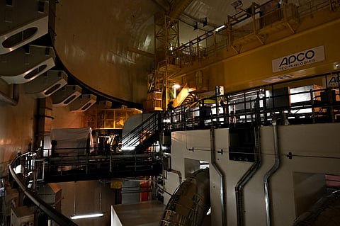 This photograph taken on 25 April, 2024, shows the Flamanville 3 nuclear reactor room at the nuclear plant of Flamanville, north-western France, as the Flamanville 3 nuclear power plant is ready to start.