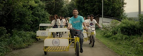 Edren Llanillo (front) and his Go Bike Project mobilizes the youth for disaster risk reduction and management.