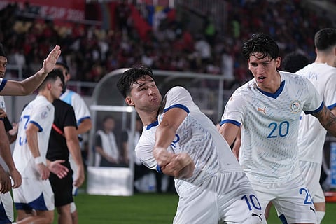 Bjorn Kristensen celebrates after scoring a goal that gave the Filipinos a 1-0 win over Indonesia to advance to the semifinals.
