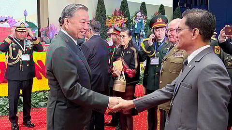 Philippine Defense Undersecretary for Civil, Veteran, and Reserve Affairs Pablo M. Lorenzo (right) met with Secretary General To Lam at the 80th Founding Anniversary of the Viet Nam People's Army (VPA) and the 35th All-People National Defence Day in Ha Noi, Viet Nam on December 20, 2024. (Photo courtesy of DND Comms)