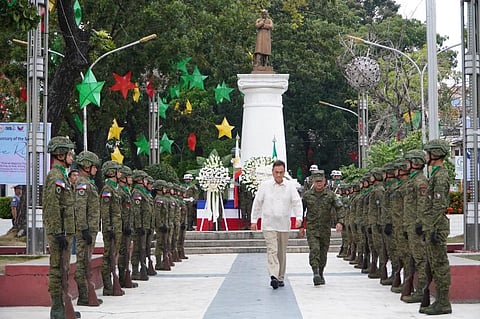 Military, police, civilian officials join the nation in commemorating the 128th anniversary of the martyrdom of Dr. Jose Rizal, Monday, 30 December 2024, at Plaza Divisoria, Cagayan de Oro City.