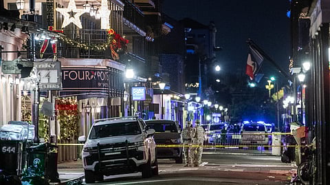 Members of the National Guard monitor a blocked-off section of the French Quarter after at least 15 people were killed during an attack early in the morning on 1 January 2025 in New Orleans, Louisiana. A US army veteran with an Islamic State flag and "hellbent" on carnage steered a pickup truck into a crowd of New Year revelers in New Orleans on 1 January, killing at least 15 people and wounding dozens, officials said.