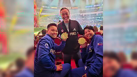 POC president Abraham ‘Bambol’ Tolentino’s (middle) tried and tested formula that helped Nesthy Petecio (left) and Aira Villegas win Olympic medals will be used in the upcoming international competitions.