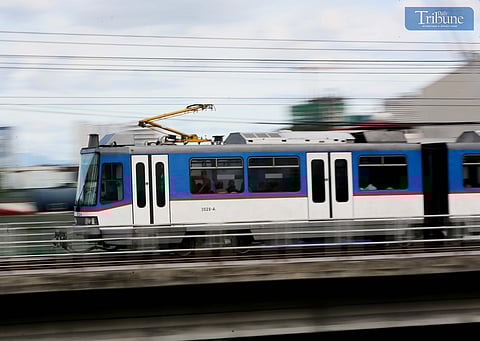 (FILE PHOTO) (January 4 2025) Metro Rail Transit (MRT3) seen passing in Kamuning Quezon City on Saturday January 4 2025. The Department of Transportation (DOTr) said on September 05, 2024 that it aims to deploy the China-made Dalian trains on the MRT-3 line by the middle 2025, they said the headway or the interval between each train’s arrival will also be reduced from the current four minutes to 2.5 minutes, if the Dalian trains are utilized.