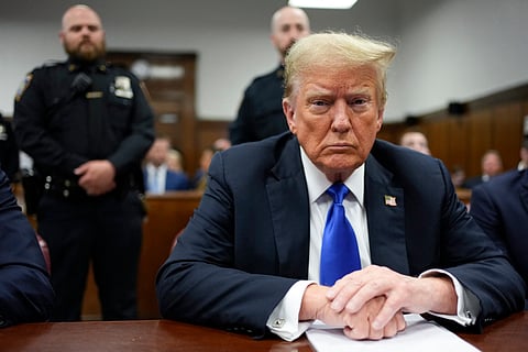 (FILE) Former U.S. President Donald Trump appears for his hush money trial at Manhattan Criminal Court on 30 May 2024 in New York City. Judge Juan Merchan gave the jury instructions, and deliberations are entering their second day. The former president faces 34 felony counts of falsifying business records in the first of his criminal cases to go to trial.