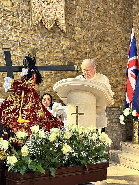 Addressing the Filipino community at St. Agnes Catholic Church in Cricklewood, London, Philippine Ambassador to the United Kingdom Teodoro L. Locsin said, ‘As we honor the Black Nazarene, we recognize the ties that bind us Filipinos; even with others everywhere who have a similar intensity of devotion. Here in the United Kingdom, we experience the energy of the same devotion in Quiapo Church and its surrounding streets.’