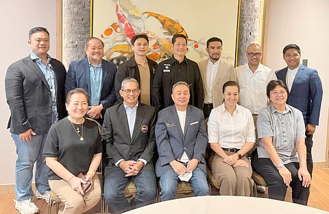 Philippine Olympic Committee president Abraham ‘Bambol’ Tolentino (seating, middle) presides over his first executive council meeting on Tuesday. Joining him are executive board members (standing, from left) Atty. Wharton Chan, Dr. Jose Raul Canlas, Alvin Aguilar, Donaldo Caringal, Alexander Sulit, Ferdinand Agustin and Jessie Lacuna; and (seating, from left) Leah Gonzales, Al Panlilio, Mikee Cojuangco-Jaworski and Leonora Escollante.