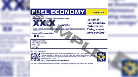 Fuel economy labels required vehicles tag