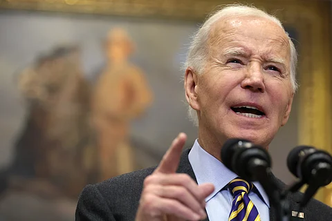 US President Joe Biden speaks during an event at the Roosevelt Room of the White House on 10 January 2025 in Washington, DC. President Biden spoke on today’s jobs report and the state of the economy.