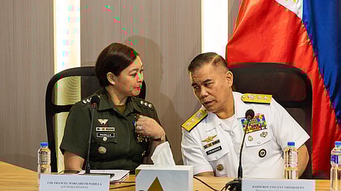 Monster advance The National Task Force-West Philippine Sea, with Col. Francel Margareth Padilla (left, inset), spokesperson for the Armed Forces of the Philippines, and Rear Adm. Roy Vincent Trinidad (right, inset), spokesperson for the Philippine Navy, on Tuesday, 14 January, expressed the country’s strong position against China’s escalating aggression involving its largest coast guard vessel, the CCG 5901 (above), also known as the ‘monster ship,’ which is moving closer to the coast of Zambales.