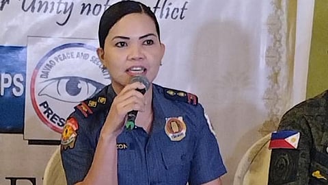 DCPO Spokesperson PCapt. Hazel Tuazon at the weekly Davao Peace and Security Press Corps Session. (Carlo Doller)